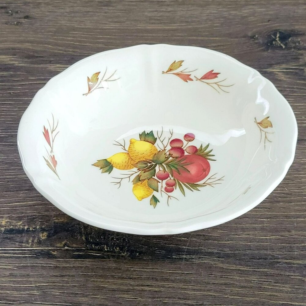 Wedgwood Drury Lane Coupe Cereal Bowl, Lemon Pomegranates Fruit Leaf, c1962-69